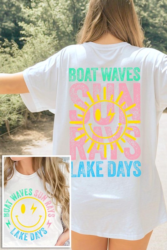 Boat Waves Sun Rays Lake Days Graphic T Shirts