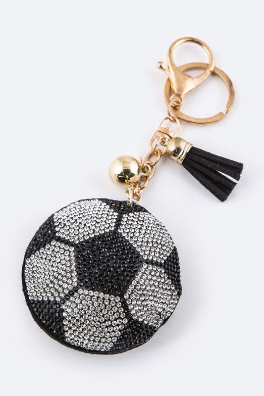 Soft Crystal Soccer Ball Key Charm
