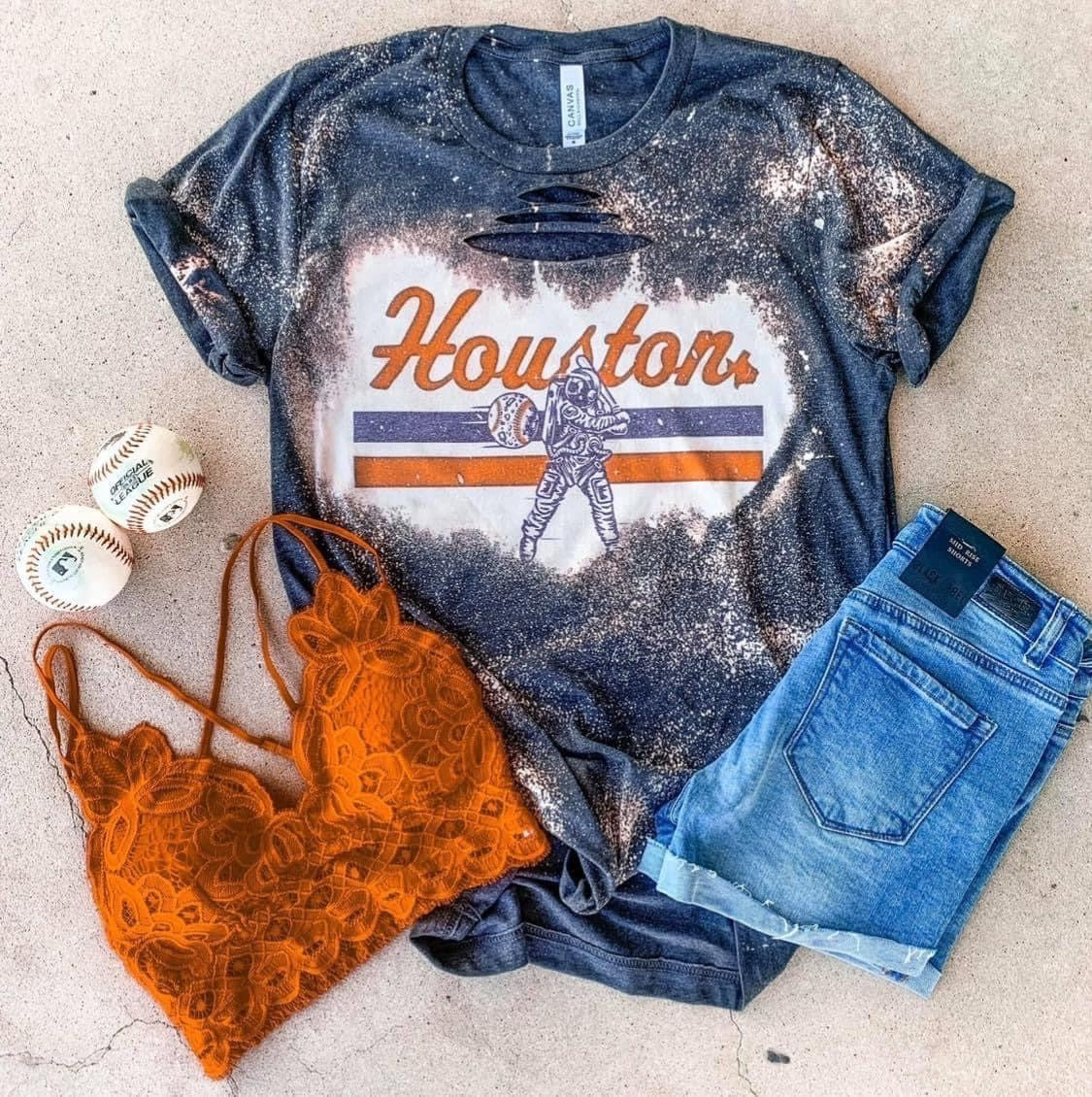Houston Astros Bleached Tee – Raining Rustic Boutique