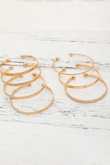 Gold 7pcs Textured Open Alloy Bangle Set