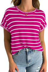 Rose Stripe Knitted Dolman T Shirt