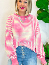 Striped Round Neck Long Sleeve Sweatshirt