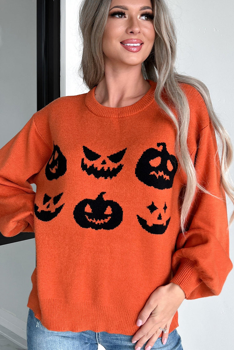 Orange Halloween Pumpkin Jack-O-Lantern Sweater