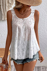 Wholesale White Eyelet Embroidery Flowy Tank Top