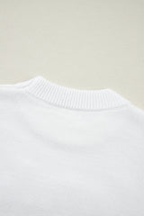 White Touchdown Tinsel Puff Short Sleeve Sweater