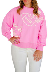 Pink Touch Down Rugby Plus Size Sweatshirt