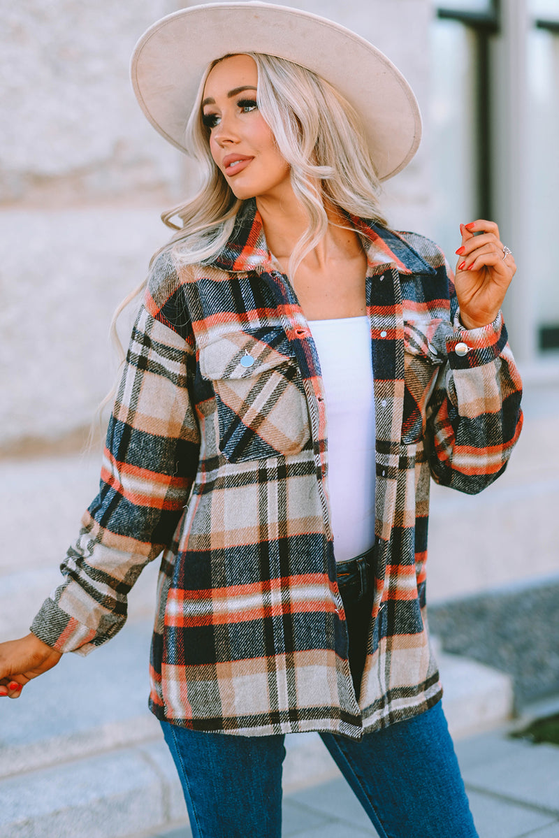 Flannel Button Up Long Sleeve Pink Plaid Shacket