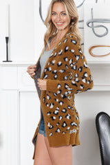 Brown Leopard Print Fur Long Cardigan