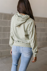 Khaki Checkered Kangaroo Pocket Hoodie