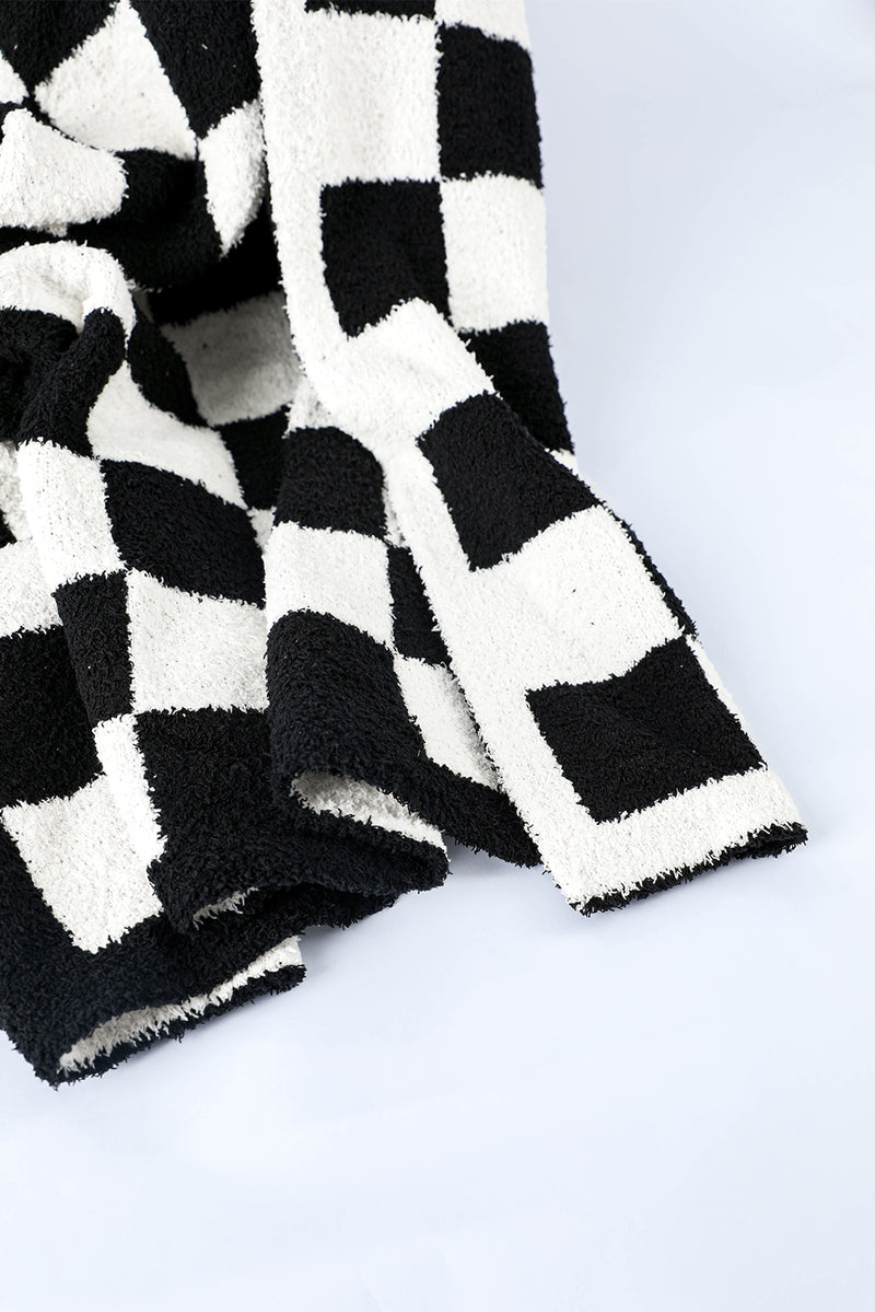 Black & White Checkerboard 127*152cm Flannel Blanket