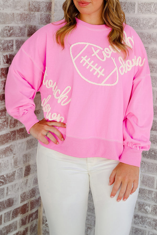 Pink Touch Down Rugby Plus Size Sweatshirt