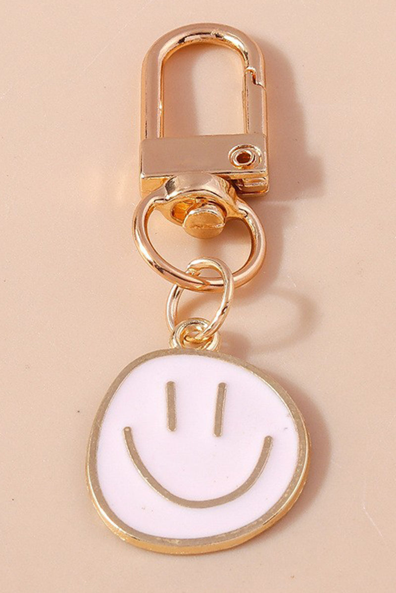 White Cute Smiley Face Pendant Keychain