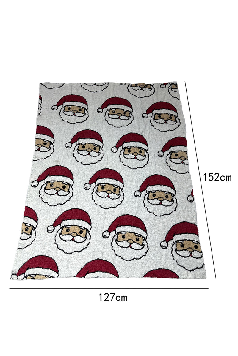 White Cartoon Santa Claus Lambswool Blanket