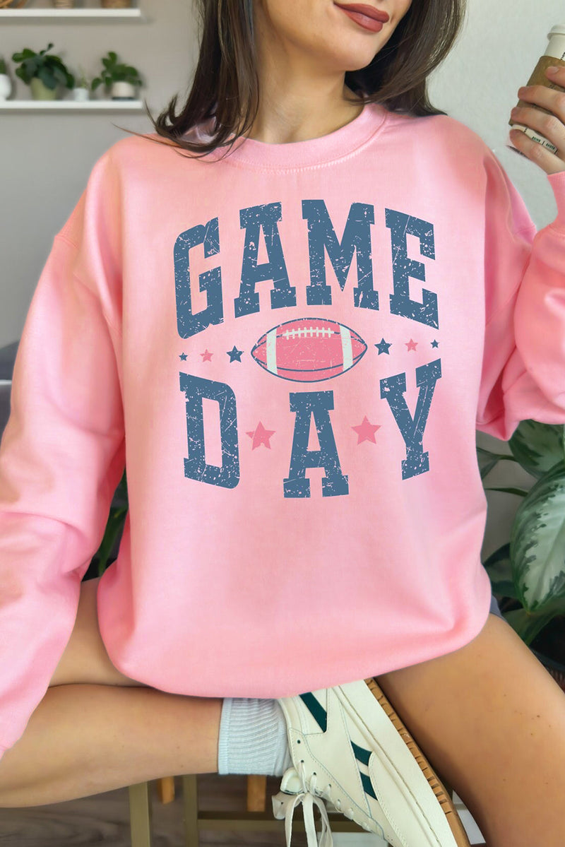 Pink Rugby GAME DAY Graphic Drop Shoulder Sweatshirt