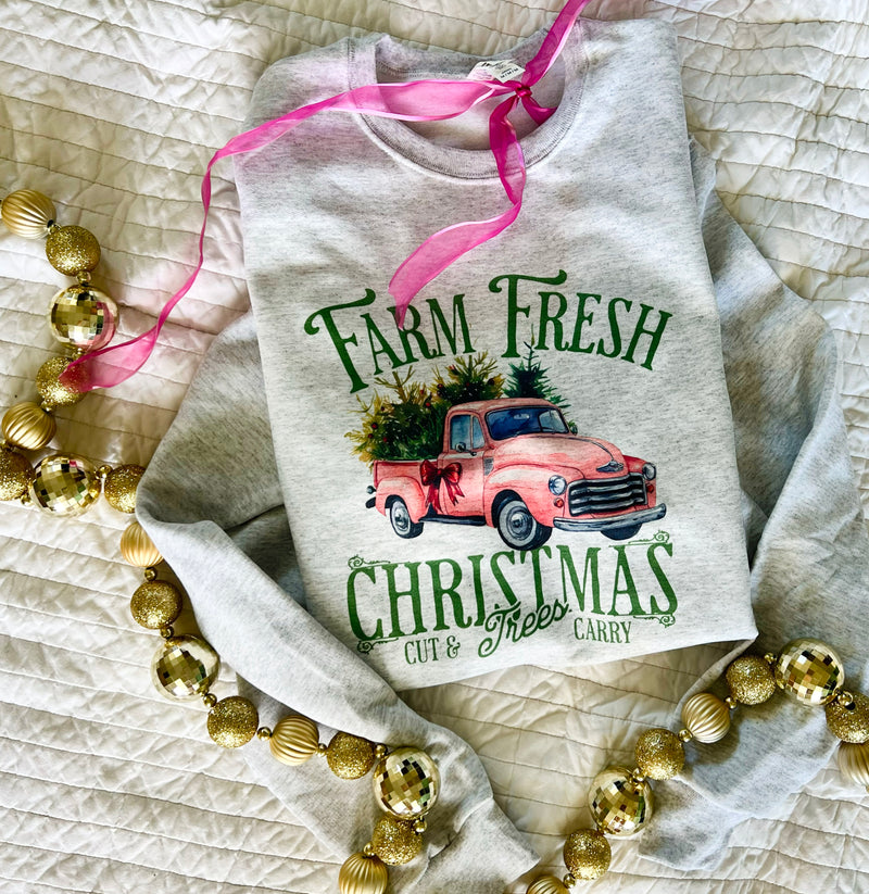 Farm Fresh Christmas pink struck sweatshirt