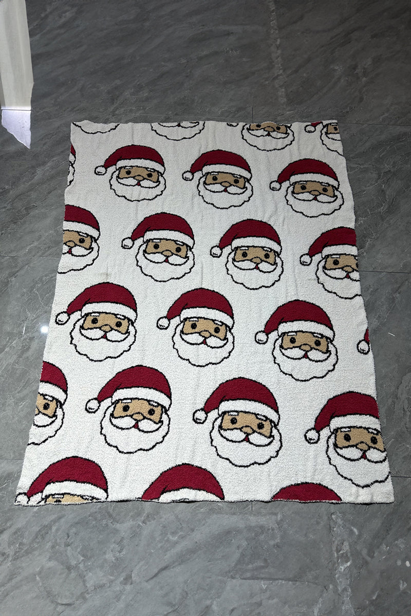 White Cartoon Santa Claus Lambswool Blanket