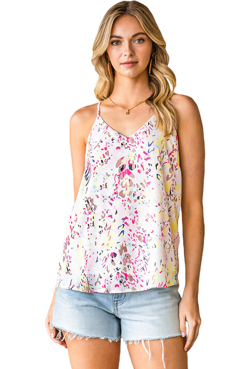 Multicolor Abstract Print Boho Spaghetti Strap Camisole