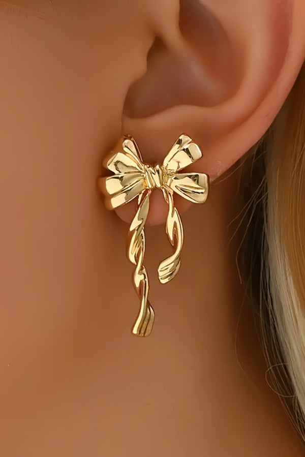 Gold Elegant Bow Stud Earrings