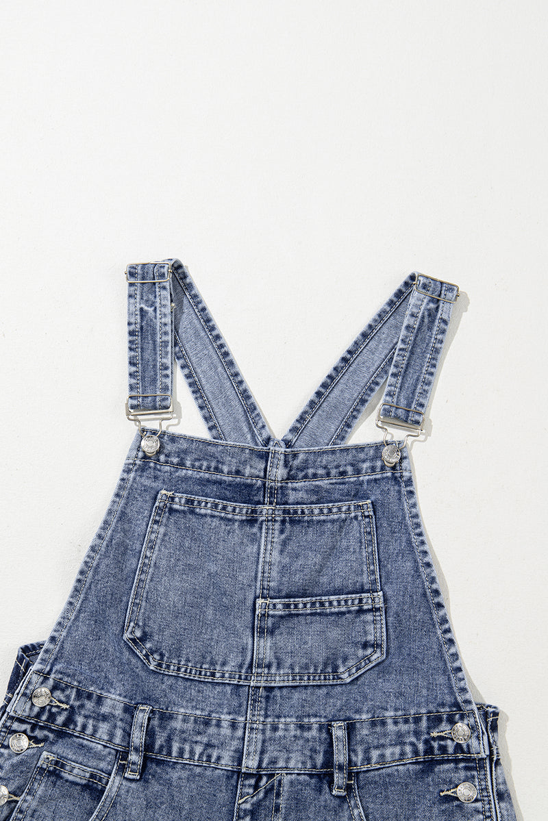 Sail Blue Straight Leg Pockets Denim Bib Overall