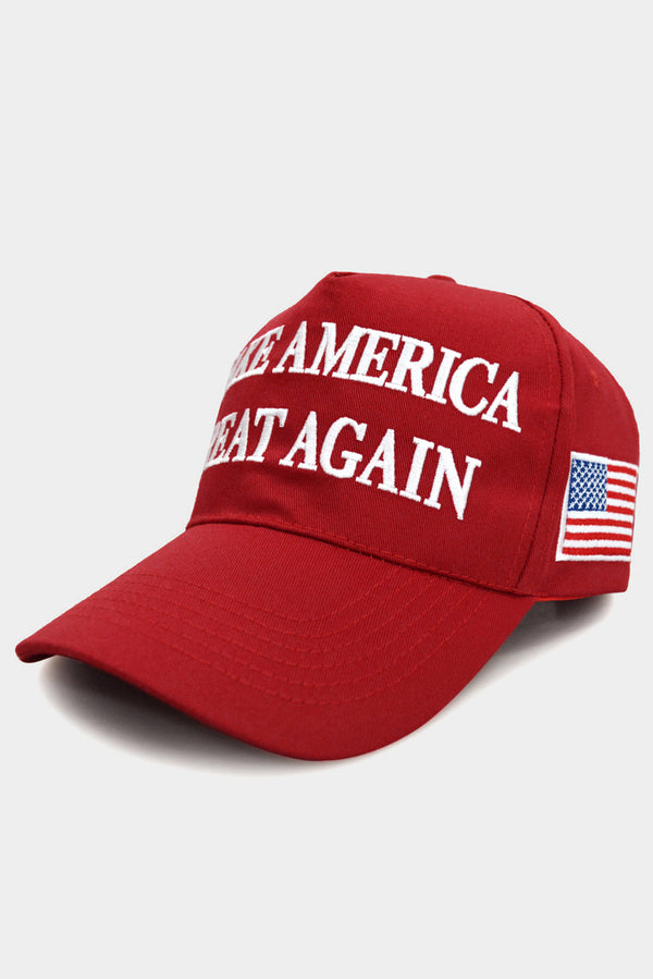 Fiery Red MAKE AMERICA GREAT AGAIN Flag Embroidered Baseball Hat