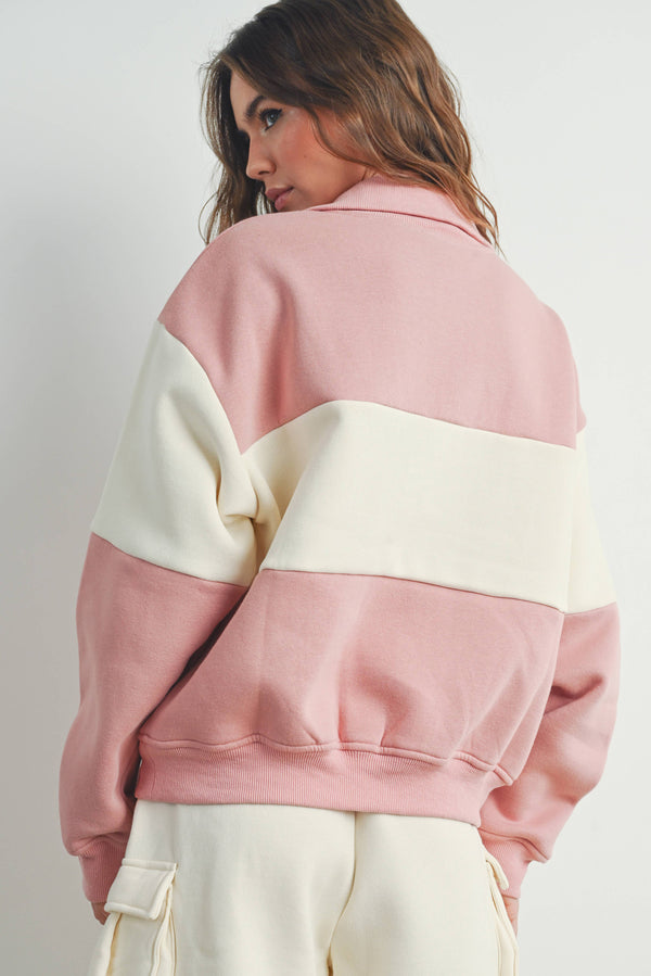 Light Pink Texas Graphic Quarter Zip Sweatshirt