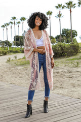 Contrast Mesh Cotton Lace Kimono