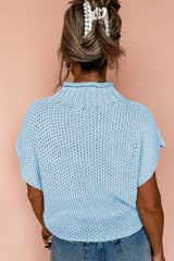 Iceland Blue Mock Neck Knitted Dolman Top