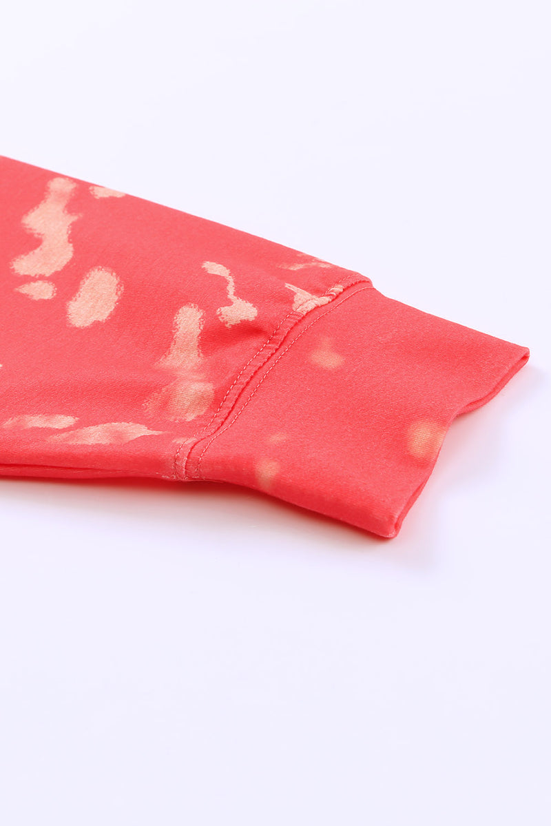 Pink Cheetah Print Drop Sleeve Bleached Sweatshirt