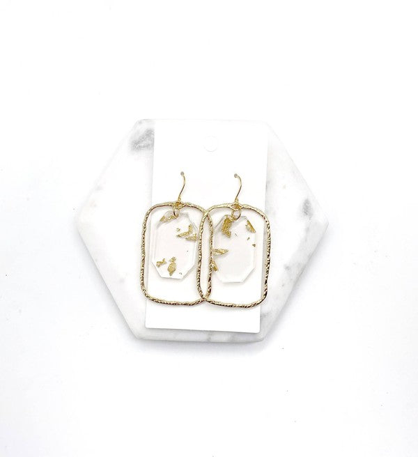 Gold Flake Acrylic Chandelier Earrings