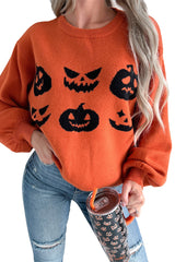 Orange Halloween Pumpkin Jack-O-Lantern Sweater