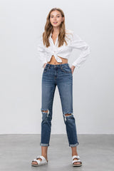 MID-RISE SLIM BOYFRIEND JEANS