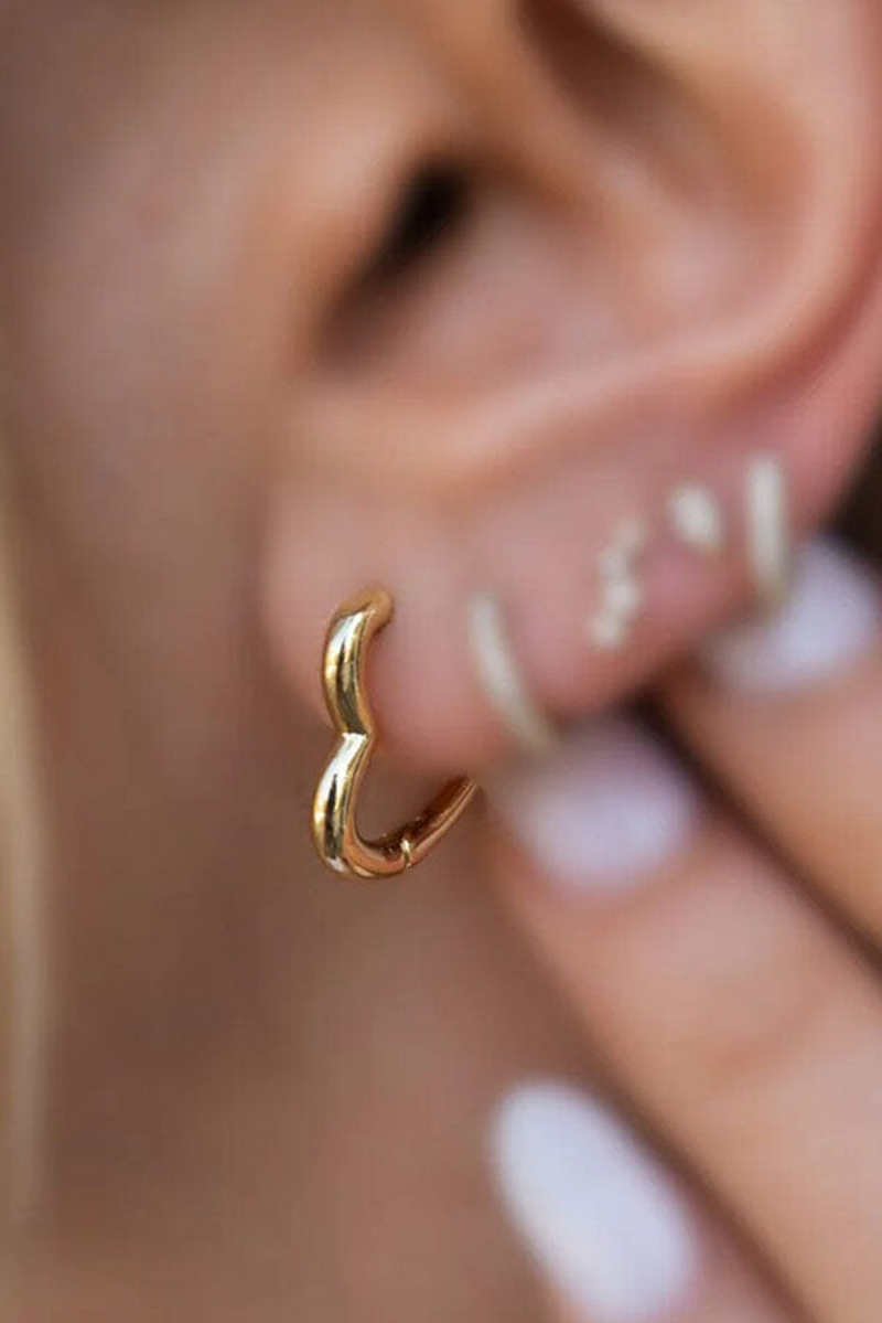 Gold Boho Heart Hoop Earrings