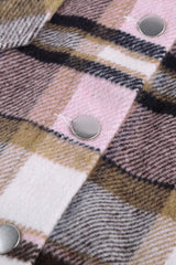 Flannel Button Up Long Sleeve Pink Plaid Shacket