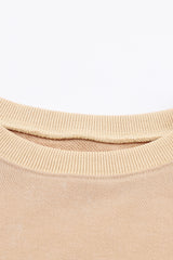 Pink Plain Drop Shoulder Ribbed Trim Oversized Sweatshirt