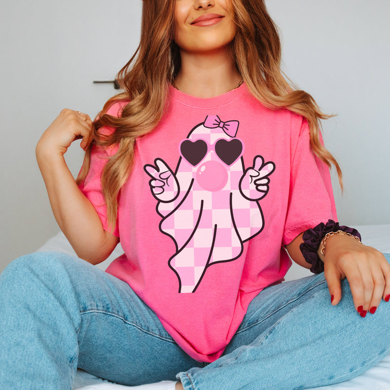 Pink Checker Ghost tee