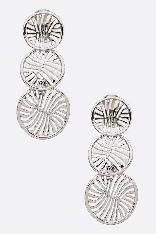 Cut Out Disk Drop Statement Clip On Earrings