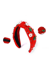 Fiery Red Cartoon Christmas Charm Rhinestone Knotted Headband