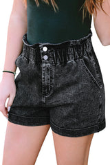 Dusty Pink Vintage Washed Frilled High Waist Denim Shorts