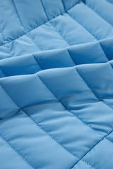 Sky Blue Plush Collared Quilted Zipped Puffer Vest