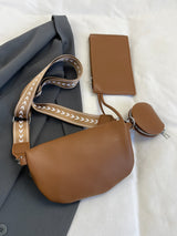 PU Leather Adjustable Strap Crossbody Bag with Coin Purse