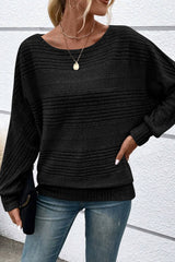 Black Pit Stripe Batwing Long Sleeve Top