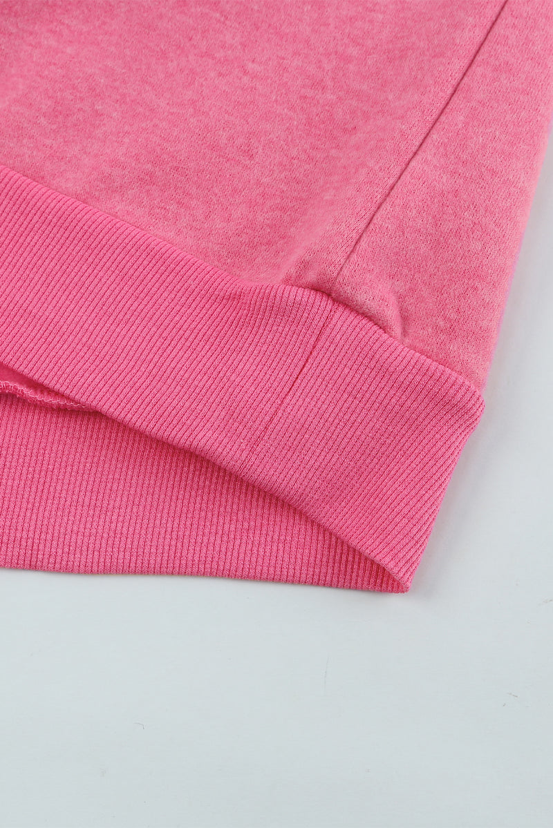 Rosy Color Block Casual Drop Sleeve Sweatshirt