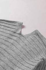 Grey Textured Ribbed Open Front Knit Cardigans