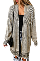 Black Plaid Casual Contrast Trim Knit Cardigan