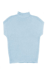 Iceland Blue Mock Neck Knitted Dolman Top