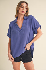 Jamy Collared Short Sleeve Top