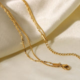 18K gold-plated double fringed necklace