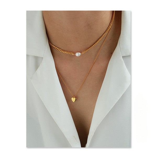 Three-dimensional heart-shaped true pearl necklace