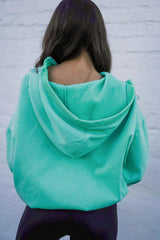 Mint Green Pocket Loose Half Zip Hoodie