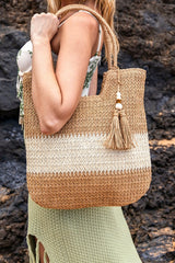 Valeria Two-Tone Straw Tote